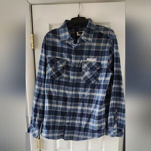 Hurley Road To Nowhere Blue Plaid Flannel Button-Up Shirt